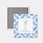 Aimant de mariage Méditerranée Bleu Save the Date. (Recto/Verso)