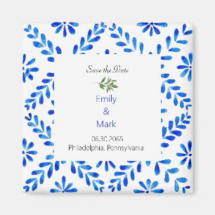 Aimant de mariage Méditerranée Bleu Save the Date.