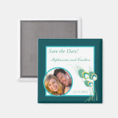 Aimant de Mariage Paon Sarcelle Moderne (Recto/Verso)