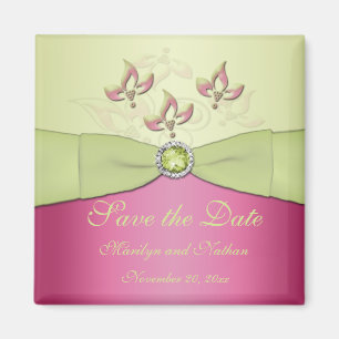 Aimant de mariage rose et vert Favor