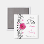 Aimant de mariage "Save the Date" avec gerbera ros (Recto/Verso)