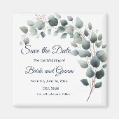 Aimant de mariage simple Eucalyptus pour annoncer (Devant)