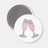 Aimant de mariage Verre de Champagne Rose Pétillan (Recto/Verso)