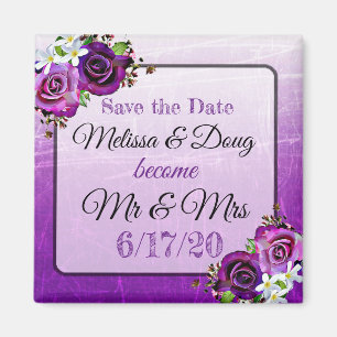 Aimant de mariage violet pour Sauvegarder la Date