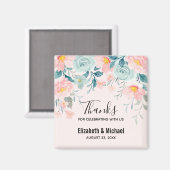 Aimant de Merci de bordure rose et vert (Recto/Verso)