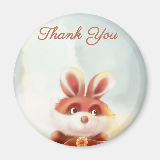 aimant de Merci de lapin rouge (Devant)