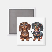 Aimant De mignons amis dachshund (Recto/Verso)