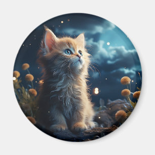 Aimant De mignons animaux sous le ciel étoilé