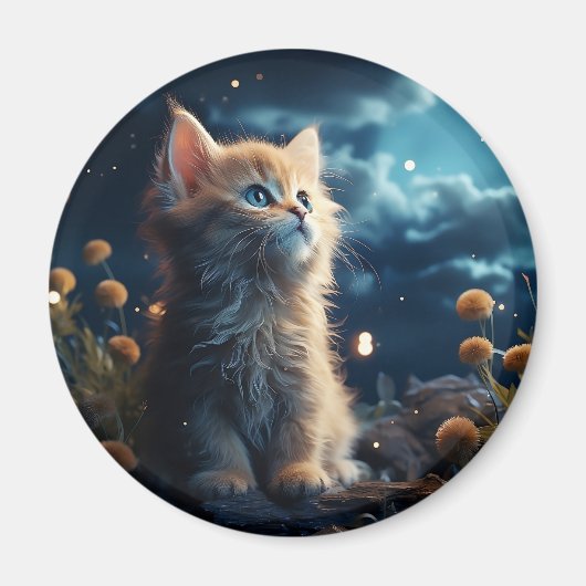 Aimant De mignons animaux sous le ciel étoilé (Devant)