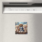 Aimant De mignons chiots dans un panier (In Situ (Lave-vaisselle))