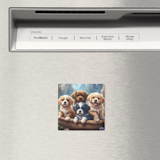 Aimant De mignons chiots dans un panier (In Situ (Lave-vaisselle))