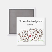 Aimant De mignons léopards de caricature avec des mots (Recto/Verso)