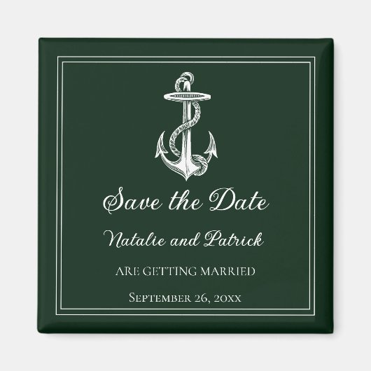 Aimant de mise à jour de date de mariage vert émer (Devant)