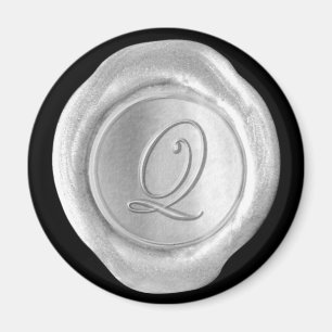 Aimant de monogramme de joint de cire - argent -