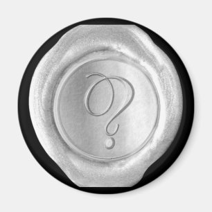 Aimant de monogramme de joint de cire - argent -