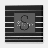 Aimant de monogramme noir et blanc (Devant)