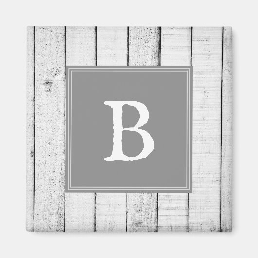 Aimant de monogramme rustique gris (Devant)