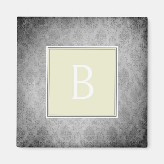 Aimant de monogramme Vintage jaune (Devant)