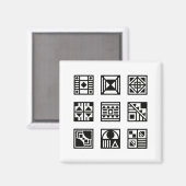 Aimant de motif tribal géométrique noir (Recto/Verso)