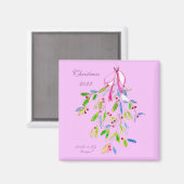 Aimant de Noël avec Mistletoe, rose (Recto/Verso)