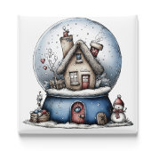 Aimant de Noël boule à neige bleue capricieuse