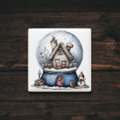Aimant de Noël boule à neige bleue capricieuse