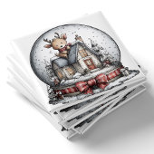 Aimant de Noël boule à neige hivernale Renne