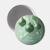 Aimant de Noël Boule Verte de Fêtes (Recto/Verso)