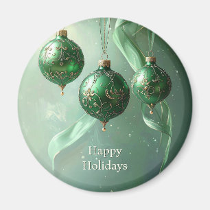 Aimant de Noël Boule Verte de Fêtes