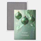 Aimant de Noël Boule Verte de Fêtes (Recto/Verso)