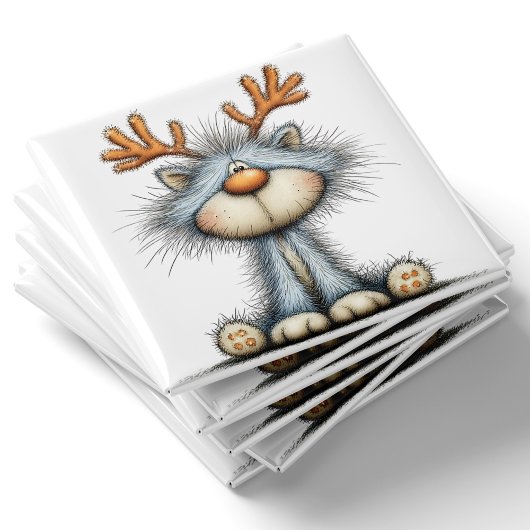 Aimant de Noël Chat Renne Fantaisiste
