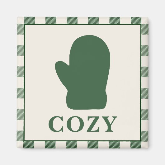 Aimant de Noël Chausson Cosy Vert Rustique (Devant)