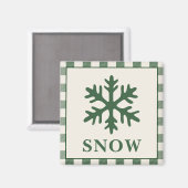Aimant de Noël Flocon de Neige Vert Rustique (Recto/Verso)