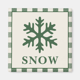 Aimant de Noël Flocon de Neige Vert Rustique