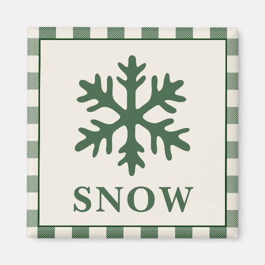 Aimant de Noël Flocon de Neige Vert Rustique (Devant)
