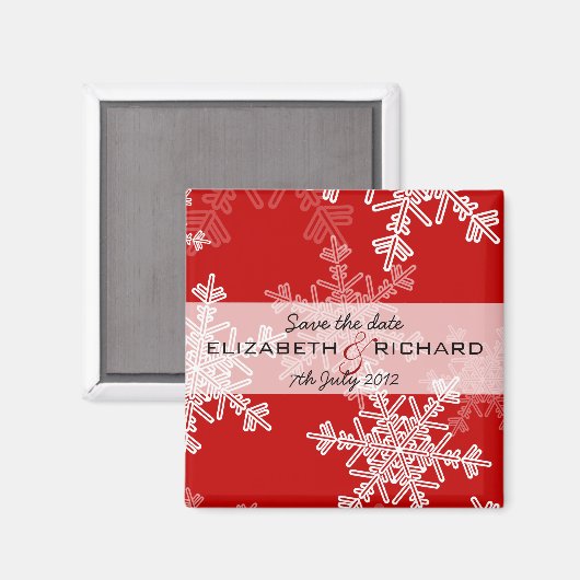 Aimant de Noël Flocons Rouges (Recto/Verso)