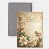 Aimant de Noël floral de fête (Recto/Verso)