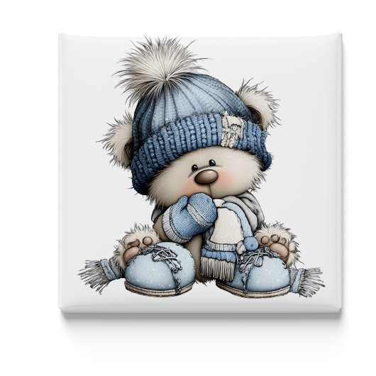Aimant de Noël Ourson Bleu Fantaisiste