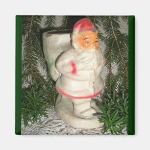 Aimant de Noël Père Noël revêtu de blanc en carton