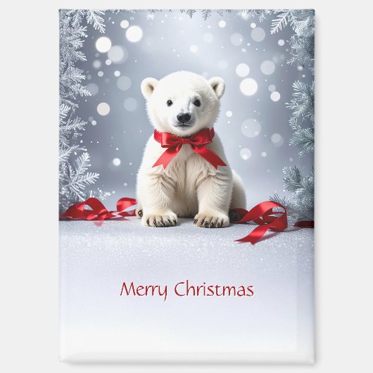 Aimant de Noël pour les vacances de l'ours polaire (Recto)