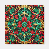 Aimant de Noël rouge vert décoratif (Devant)