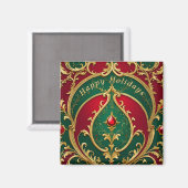 Aimant de Noël Rouge Vert Or (Recto/Verso)