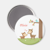 Aimant de nom de cerf de forêt mignonne mère et en (Recto/Verso)