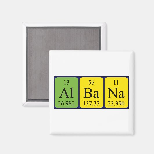 Aimant de nom de table périodique Albana (Recto/Verso)