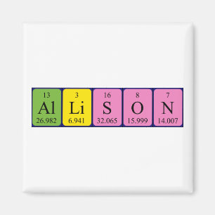 Aimant de nom de table périodique Allison
