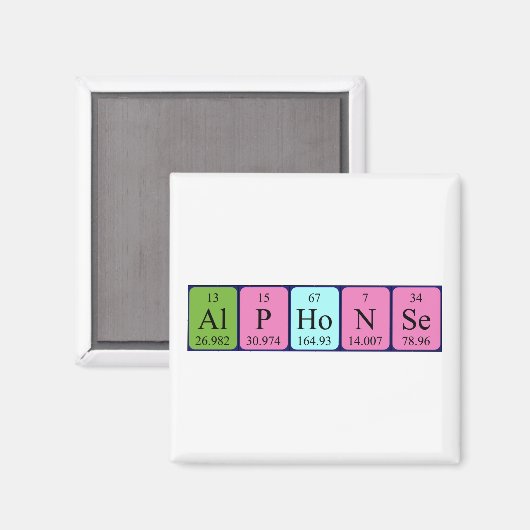 Aimant de nom de table périodique Alphonse (Recto/Verso)