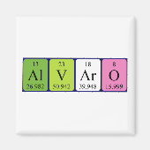 Aimant de nom de table périodique Alvaro (Devant)