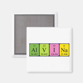 Aimant de nom de table périodique Alvina (Recto/Verso)