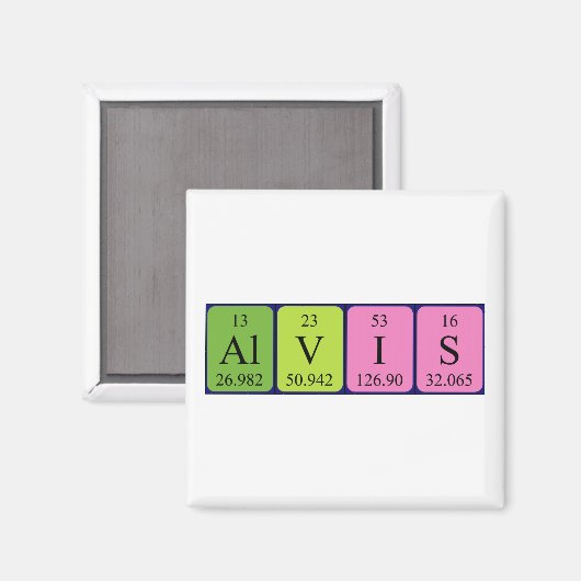 Aimant de nom de table périodique Alvis (Recto/Verso)