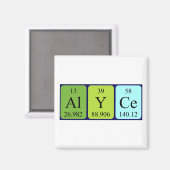 Aimant de nom de table périodique Alyce (Recto/Verso)